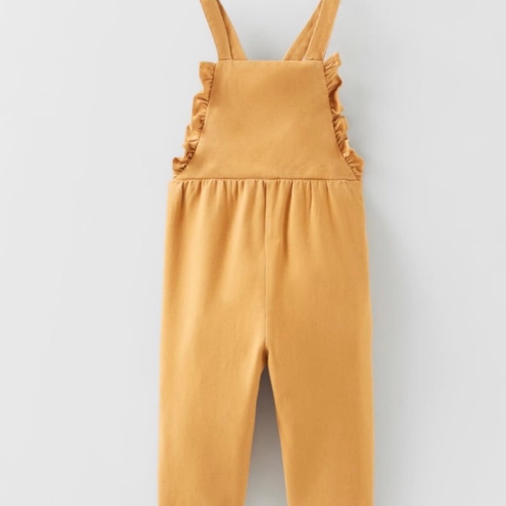 Zara Mustard Ruffle Strap Overalls